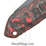 Millit Knives - STEOVBKRDCF - Sharp Things Exclusive Overland Zirblast - Folding Knife - Magnacut Coated Sheepsfoot - Marble Carbon Fiber - Red Black - Image 6