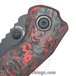 Millit Knives - STEOVBKRDCF - Sharp Things Exclusive Overland Zirblast - Folding Knife - Magnacut Coated Sheepsfoot - Marble Carbon Fiber - Red Black - Image 7