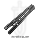 Squid Industries - TIKRTRSW - Krake Raken Trainer - Balisong - 410 SS Stonewash Trainer - 6AL-4V Titanium - Silver - Image 2