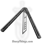 Squid Industries - TIKRTRSW - Krake Raken Trainer - Balisong - 410 SS Stonewash Trainer - 6AL-4V Titanium - Silver - Image 3