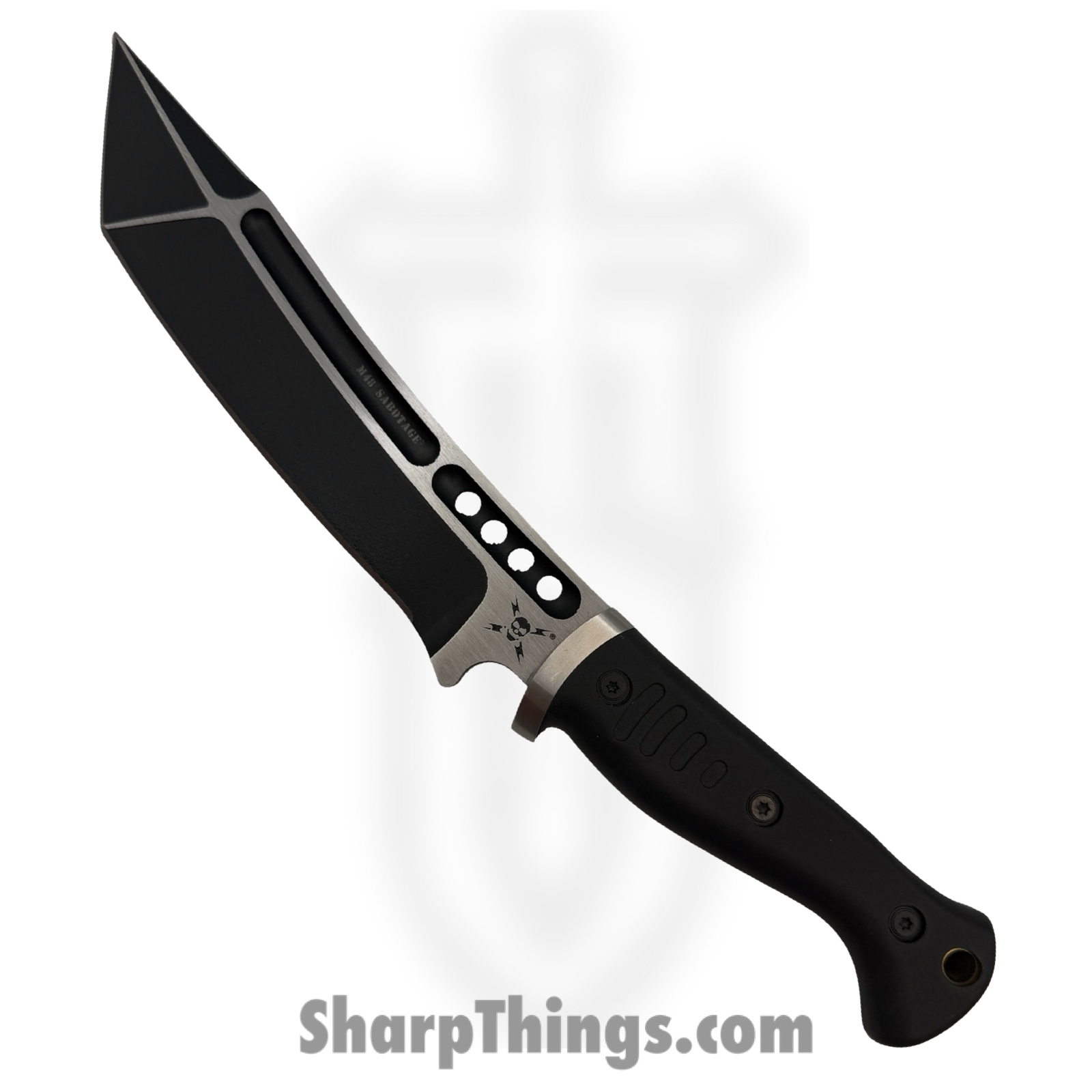 UC3016_1.png United Cutlery - UC3016 - M48 Sabotage Fighter - Fixed Blade Knife - Two Tone Stainless Tanto - Rubber - Black - Image 1