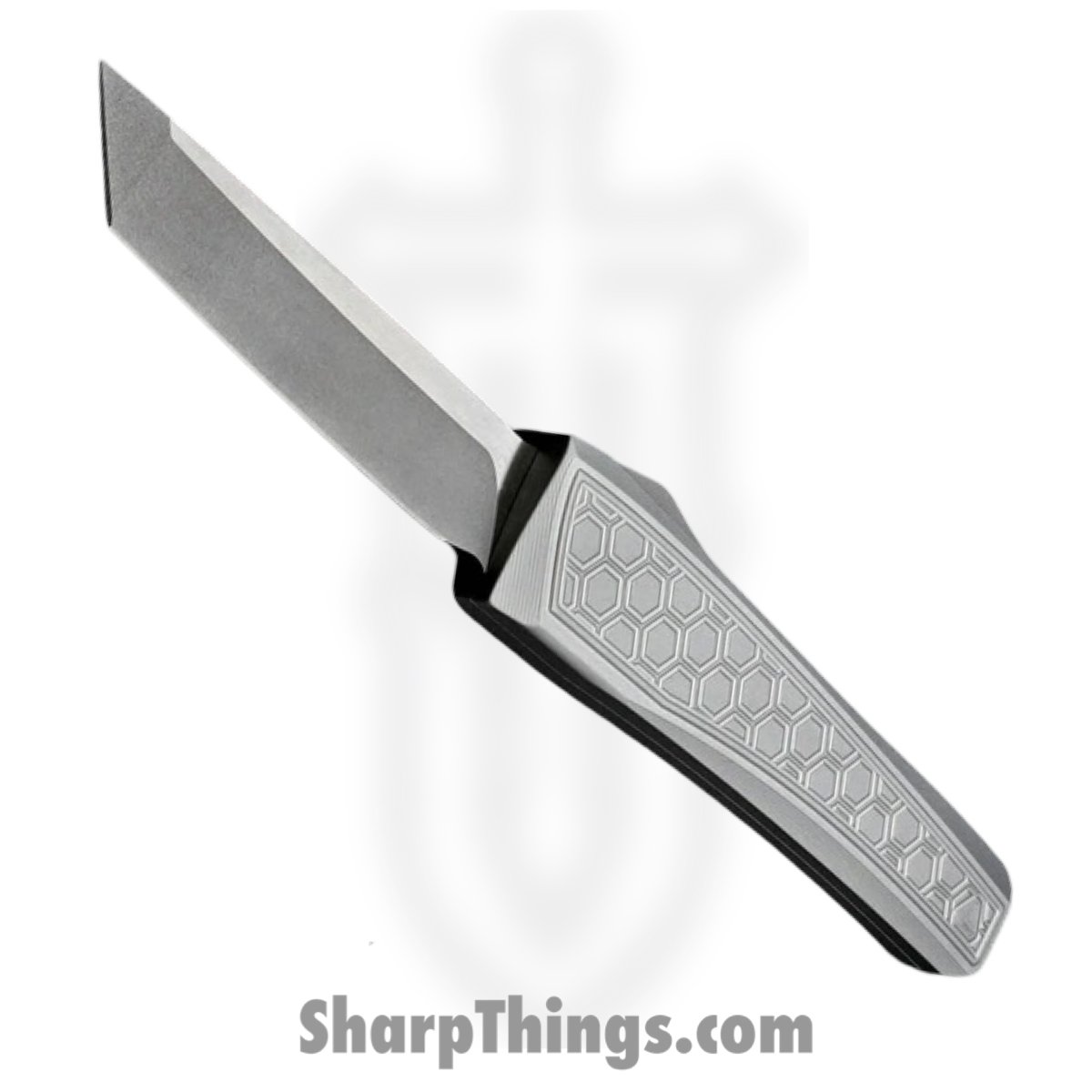 0331_1-1.jpg Core Edge - 0331 - Echo - OTF Auto - CPM MagnaCut Blasted Tanto - Aluminum - Natural - Image 1