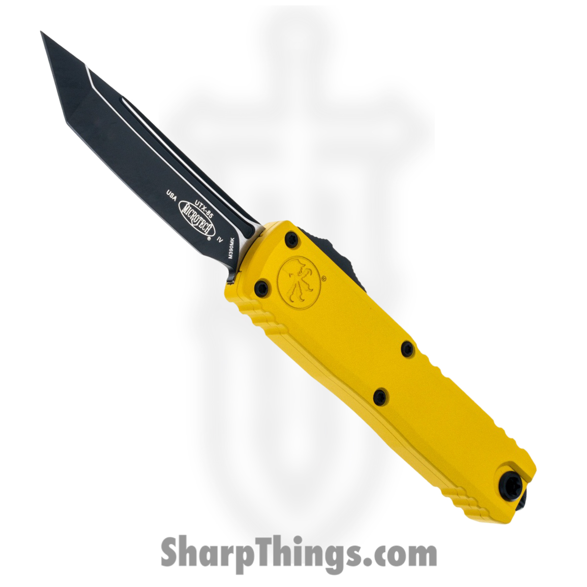12334-1YW_1.jpg Microtech - 12334-1YW - UTX-85 Gen IV - OTF Auto - M390MK Coated Tanto - Aluminum - Yellow - Image 1
