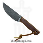 Bald Man K&T - BaldBS2601 - B.A.S.K. Compact - Fixed Blade Knife - 1095 HC Stonewash Drop Point - Vintage Micarta - Brown