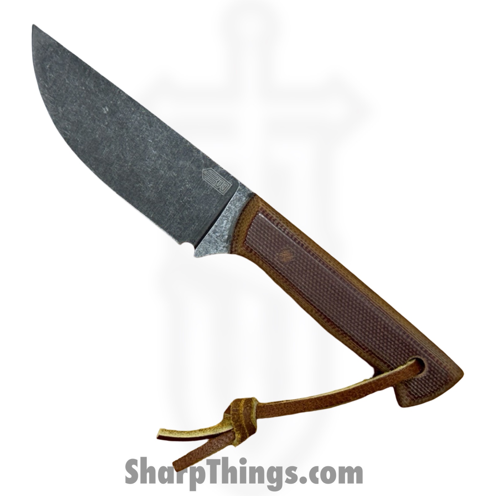 BALDBS2601_1.jpg Bald Man K&T - BaldBS2601 - B.A.S.K. Compact - Fixed Blade Knife - 1095 HC Stonewash Drop Point - Vintage Micarta - Brown - Image 1