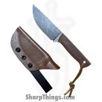 Bald Man K&T - BaldBS2601 - B.A.S.K. Compact - Fixed Blade Knife - 1095 HC Stonewash Drop Point - Vintage Micarta - Brown - Image 3