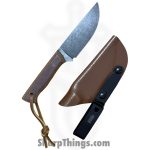 Bald Man K&T - BaldBS2601 - B.A.S.K. Compact - Fixed Blade Knife - 1095 HC Stonewash Drop Point - Vintage Micarta - Brown - Image 4
