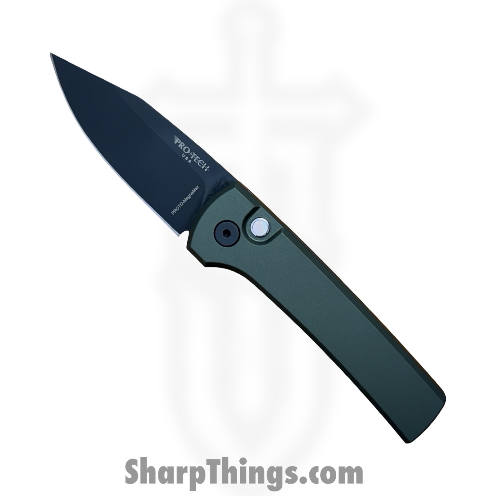 BST26Scpgt1_1.jpg ProTech - BST26.Scapegoat.1 - Scapegoat - Automatic Knife - MagnaMax Coated Clip Point - Aluminum - Green - Image 1