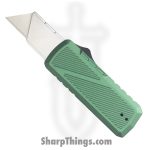 TacKnives - BZ011965-GN - Zipper - Assisted Open Knife - SK5 HC Satin Razor - Ano Aluminum - Green