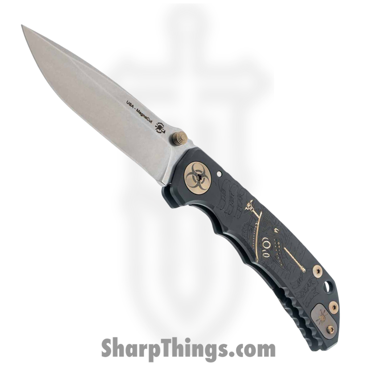 BlackPlague_1.jpg Spartan Blades - SF10 Custom - Harsey Custom - Folding Knife - CPM MagnaCut Stonewash Drop Point - 6AL4V Titanium - Black Plague - Image 1