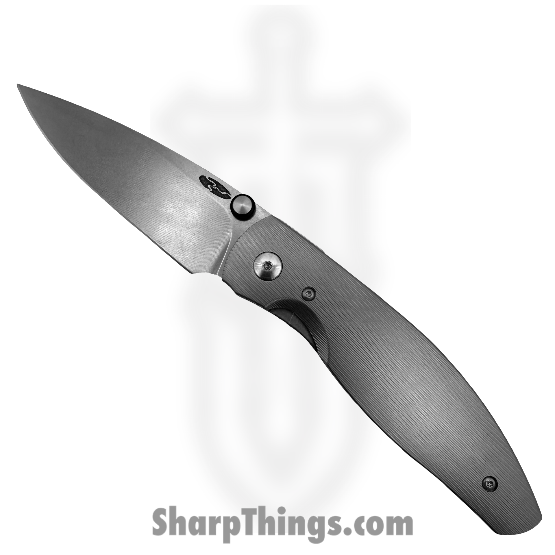 DLRATMTIPS_1.png TRM - DLR-ATM-TI-PS - Atom - Folding Knife - CPM MagnaCut Stonewash Drop Point - 3D Smooth Contoured "Pinstripe Scales" Titanium - Silver - Image 1