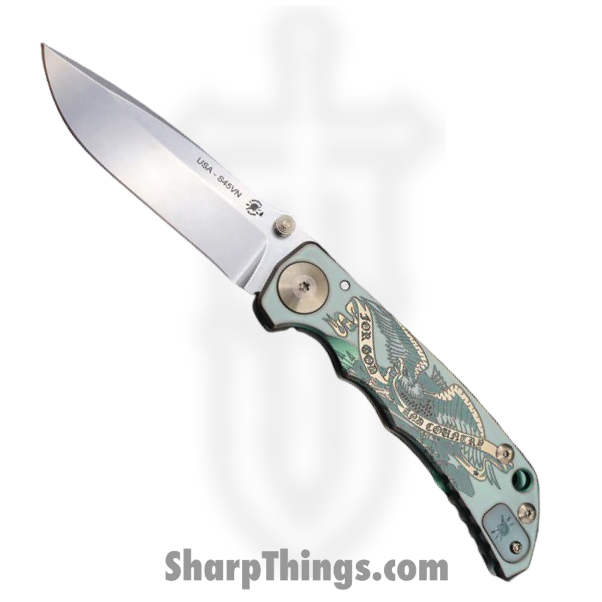 GodandCountry_1.jpg Spartan Blades - SF10 Custom G&C - Harsey Custom - Folding Knife - CPM Magnacut Stonewash Drop Point - Titanium - God and Country - Image 1