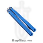 Squid Industries - KRGL-BW-MTBL - Krake Raken V3 Glide Edition - Balisong - AEB-L Satin Bowie - 7075 T6511 Aluminum - Blue - Image 4