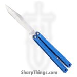 Squid Industries - KRGL-BW-MTBL - Krake Raken V3 Glide Edition - Balisong - AEB-L Satin Bowie - 7075 T6511 Aluminum - Blue