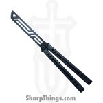 Squid Industries - NABGIBK - Inked Nautilus V2 - Balisong - 410 SS Coated Tanto - G10 CF 7075 Aluminum - Black