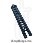 Squid Industries - NABGIBK - Inked Nautilus V2 - Balisong - 410 SS Coated Tanto - G10 CF 7075 Aluminum - Black - Image 3