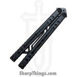 Squid Industries - NABGIBK - Inked Nautilus V2 - Balisong - 410 SS Coated Tanto - G10 CF 7075 Aluminum - Black - Image 4