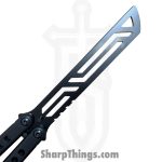 Squid Industries - NABGIBK - Inked Nautilus V2 - Balisong - 410 SS Coated Tanto - G10 CF 7075 Aluminum - Black - Image 5