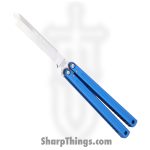 Squid Industries - KRGL-TN-MTBL - Krake Raken V3 Glide Edition - Balisong - AEB-L Satin Tanto - 7075 T6511 Aluminum - Blue