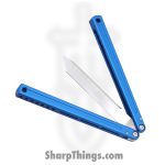 Squid Industries - KRGL-TN-MTBL - Krake Raken V3 Glide Edition - Balisong - AEB-L Satin Tanto - 7075 T6511 Aluminum - Blue - Image 3