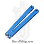 Squid Industries - KRGL-TN-MTBL - Krake Raken V3 Glide Edition - Balisong - AEB-L Satin Tanto - 7075 T6511 Aluminum - Blue - Image 5