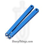 Squid Industries - KRGL-WH-MTBL - Krake Raken V3 Glide Edition - Balisong - AEB-L Satin Weehawk - 7075 T6511 Aluminum - Blue - Image 4