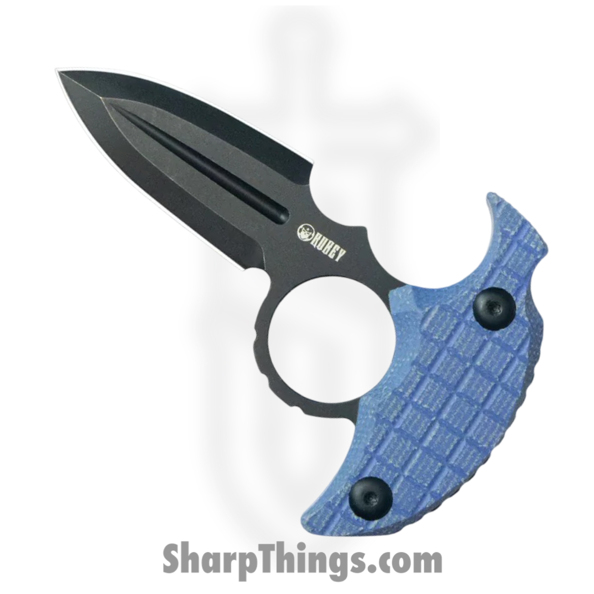 KUB403C_1.jpg Kubey - KUB403C - Cavy - Fixed Blade Knife - 14C28N Blackwash Spear Point - Micarta - Blue - Image 1