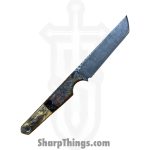 Lex Rex - LEXBS26001 - Midsized Deathstick - Fixed Blade Knife - AEB-L Stonewash Tanto - Dyed Ash Burl Truestone Buckeye Burl - Black Brown - Image 2