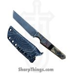 Lex Rex - LEXBS26001 - Midsized Deathstick - Fixed Blade Knife - AEB-L Stonewash Tanto - Dyed Ash Burl Truestone Buckeye Burl - Black Brown - Image 3