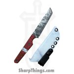 Lex Rex - LEXBS26002 - Midsized Deathstick - Fixed Blade Knife - AEB-L Gun Blue Paint Splatter Tanto - Dyed Ash Burl Truestone - Pink White - Image 10