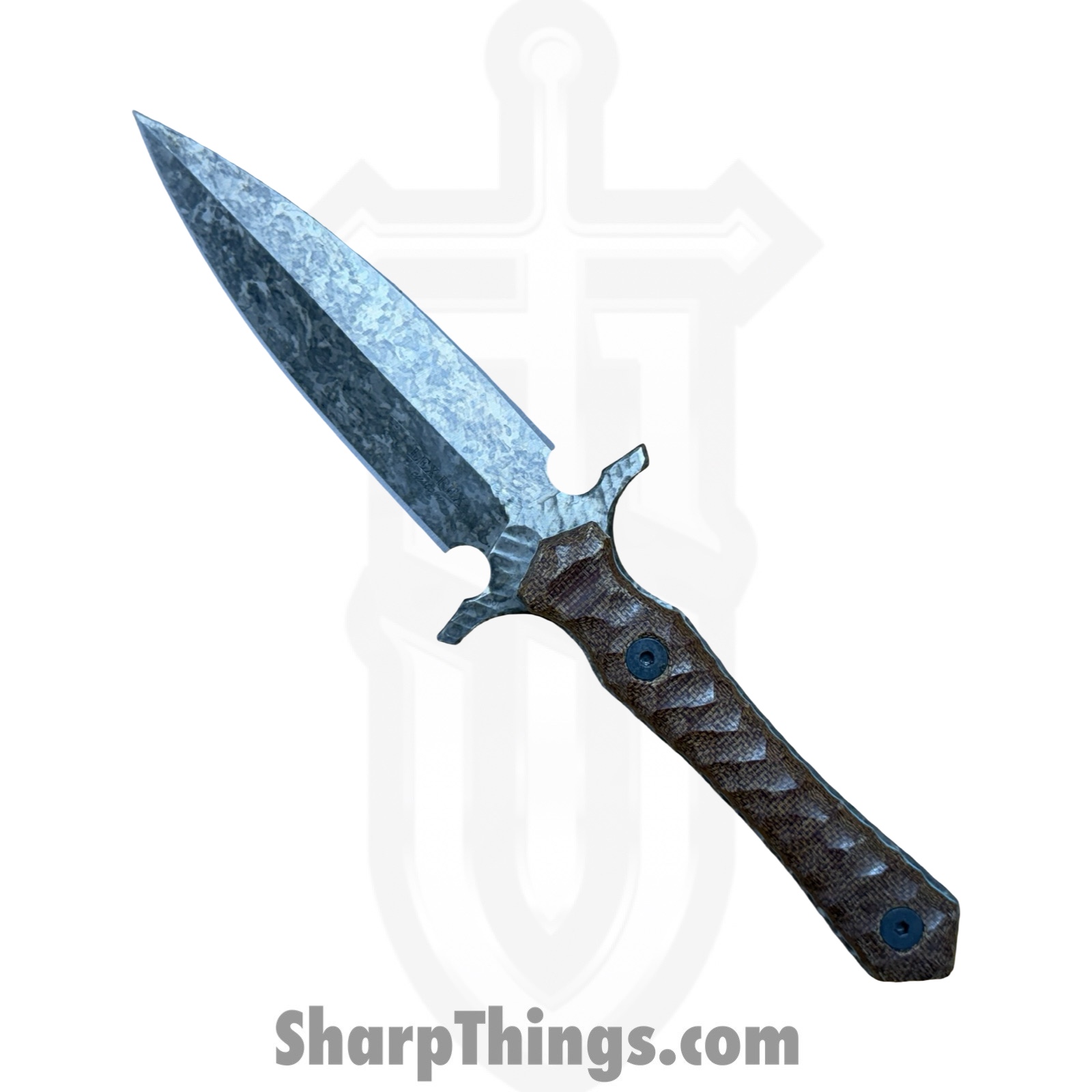 LEXBS26003_1.jpg Lex Rex - LEXBS26003 - Blood Oath - Fixed Blade Knife - 80crv2 Mustard Patina Dagger - Canvas Micarta - Brown - Image 1