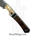 Lex Rex - LEXBS26005 - Midsized Goblin - Fixed Blade Knife - AEB-L Stonewash Modified Tanto - Curly Maple Truestone Toasted Curly Cottonwood - Brown Black - Image 5