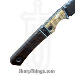 Lex Rex - LEXBS26005 - Midsized Goblin - Fixed Blade Knife - AEB-L Stonewash Modified Tanto - Curly Maple Truestone Toasted Curly Cottonwood - Brown Black - Image 6