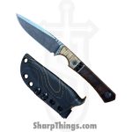 Lex Rex - LEXBS26005 - Midsized Goblin - Fixed Blade Knife - AEB-L Stonewash Modified Tanto - Curly Maple Truestone Toasted Curly Cottonwood - Brown Black - Image 7