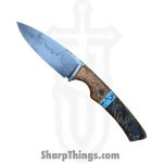Lex Rex - LEXBS26006 - Cowboy - Fixed Blade Knife - W2 Steel Stonewash Drop Point - Cherry Burl Truestone Buckeye Burl - Brown Turquoise