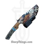 Lex Rex - LEXBS26006 - Cowboy - Fixed Blade Knife - W2 Steel Stonewash Drop Point - Cherry Burl Truestone Buckeye Burl - Brown Turquoise - Image 10