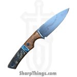 Lex Rex - LEXBS26006 - Cowboy - Fixed Blade Knife - W2 Steel Stonewash Drop Point - Cherry Burl Truestone Buckeye Burl - Brown Turquoise - Image 2