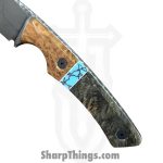 Lex Rex - LEXBS26006 - Cowboy - Fixed Blade Knife - W2 Steel Stonewash Drop Point - Cherry Burl Truestone Buckeye Burl - Brown Turquoise - Image 5
