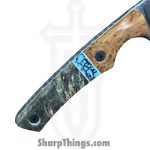 Lex Rex - LEXBS26006 - Cowboy - Fixed Blade Knife - W2 Steel Stonewash Drop Point - Cherry Burl Truestone Buckeye Burl - Brown Turquoise - Image 6