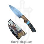 Lex Rex - LEXBS26006 - Cowboy - Fixed Blade Knife - W2 Steel Stonewash Drop Point - Cherry Burl Truestone Buckeye Burl - Brown Turquoise - Image 7