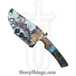 Lex Rex - LEXBS26006 - Cowboy - Fixed Blade Knife - W2 Steel Stonewash Drop Point - Cherry Burl Truestone Buckeye Burl - Brown Turquoise - Image 9