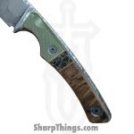 Lex Rex - LEXBS26007 - Cowboy - Fixed Blade Knife - W2 Steel Stonewash Drop Point - G10 Truestone Curly Quilted Maple - OD Green Black Brown - Image 5