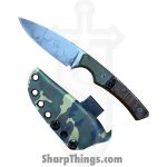 Lex Rex - LEXBS26007 - Cowboy - Fixed Blade Knife - W2 Steel Stonewash Drop Point - G10 Truestone Curly Quilted Maple - OD Green Black Brown - Image 7