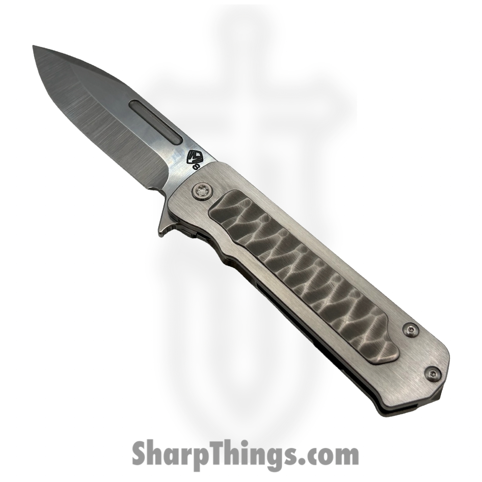 MK140STD-01TM-TSCS-BN_1.png Medford Knife and Tool - MK140STD-01TM-TSCS-BN - TFF-4 - Folding Knife - S35VN Tumbled Drop Point - BB "Predator" Inlay Titanium - Grey - Image 1
