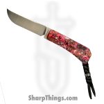 Jack Wolf Knives - PIONE-FX-01-RED-ABALONE - Pioneer FIXedc - Fixed Blade Knife - CPM S90V Satin Drop Point - Abalone - Red