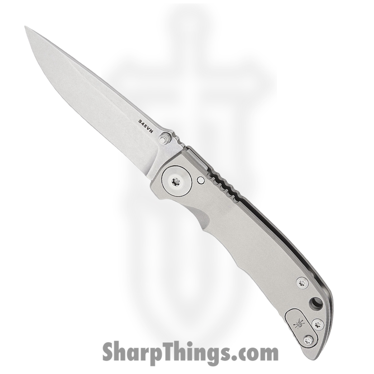 SF10SW_1.jpg Spartan Blades - SF10SW - Spartan Harsey - Folding Knife - CPM Magnacut Stonewash Drop Point - 6AL4V Titanium - Silver - Image 1