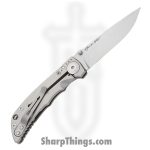Spartan Blades - SF10SW - Spartan Harsey - Folding Knife - CPM Magnacut Stonewash Drop Point - 6AL4V Titanium - Silver - Image 2