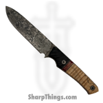Lex Rex - SQ5755537 - Crusader - Fixed Blade Knife - 80crv2 Acid Wash Drop Point - Burl Wood - Multi