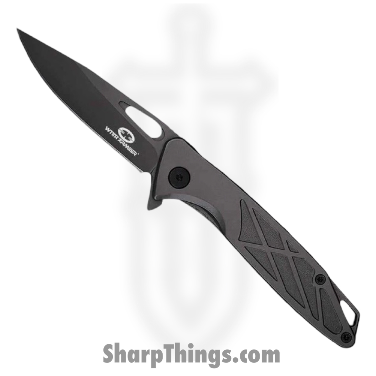 WA-047GY_1.jpg WithArmour - WA-047GY - Finches - Assisted Open Knife - 440C SS Coated Drop Point - Stainless Steel - Grey - Image 1