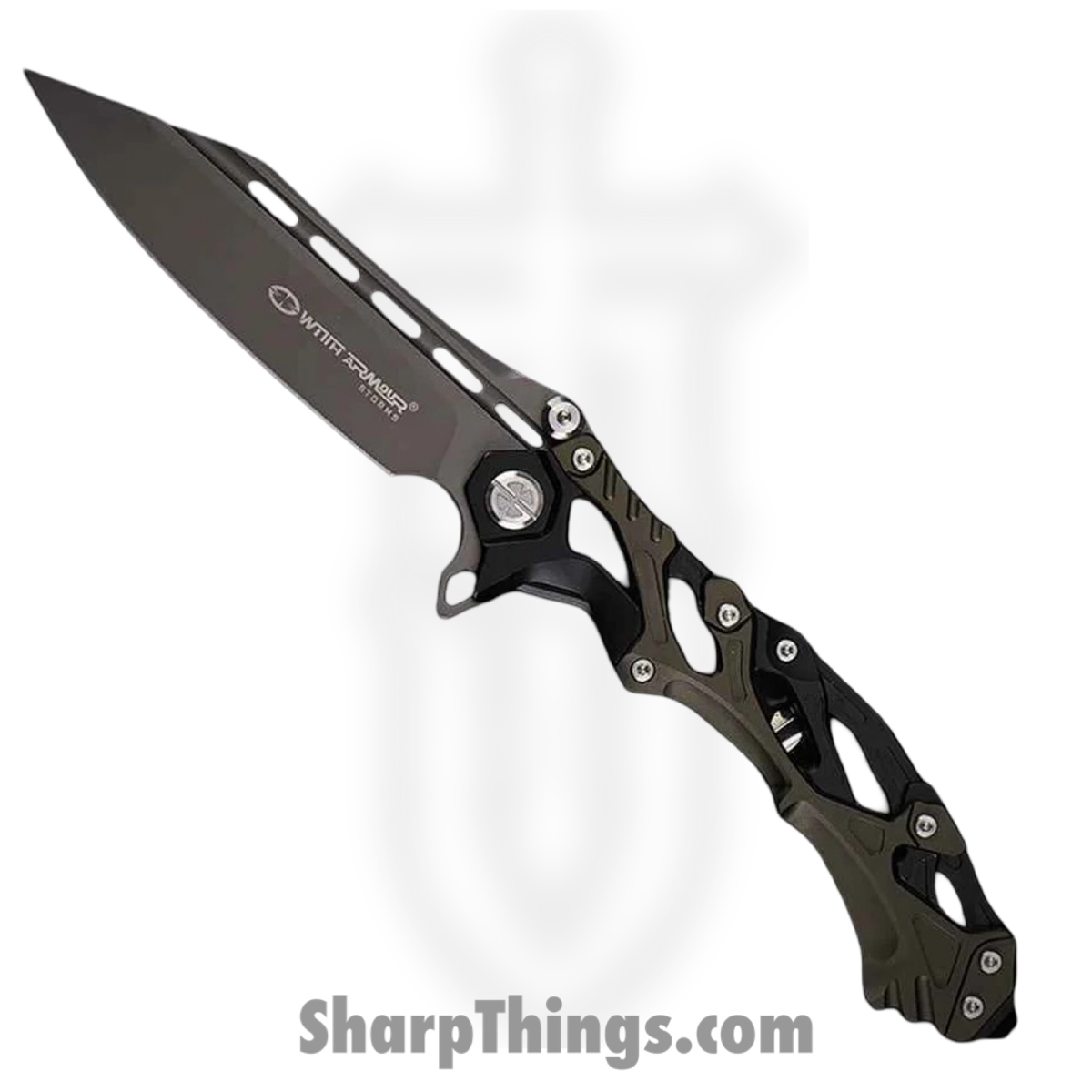 WA-102BG_1.jpg WithArmour - WA-102BG - Alien - Folding Knife - D2 Coated Reverse Tanto - Aluminum G10 - Black - Image 1